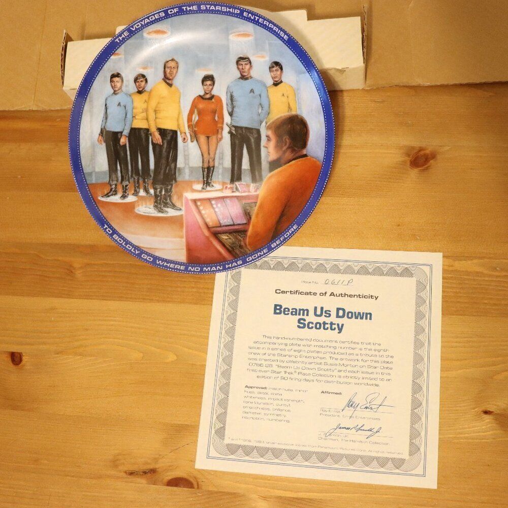 "Beam Us Down Scotty" Star Trek Commemorative Plate, NWT